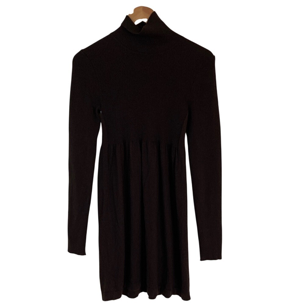 Magaschoni Womens Brown Turtleneck Sweater Dress Size XS Silk Cashmere‎ Blend